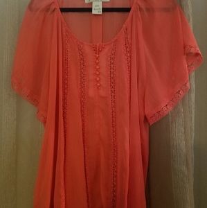American Rag 2X coral sheer top